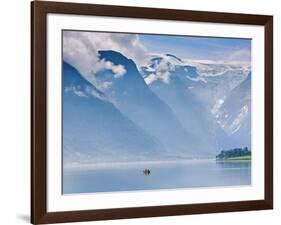 Norway, Western Fjords, Nordfjord, People in Rowing Boat-Shaun Egan-Framed Photographic Print