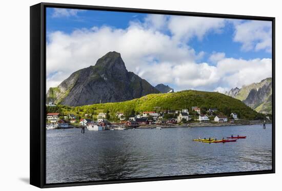 Norwegian Cod Fishing Town of Reine, Lofoton Islands, Norway, Scandinavia, Europe-Michael Nolan-Framed Stretched Canvas