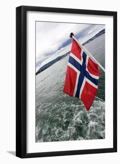 Norwegian Flag on a Boat-Felipe Rodríguez-Framed Premium Photographic Print