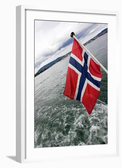 Norwegian Flag on a Boat-Felipe Rodríguez-Framed Photographic Print