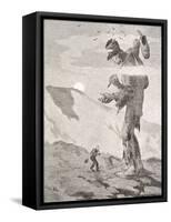 Norwegian Giant Little Fred and the Giant Beggar-Theodor Kittelsen-Framed Stretched Canvas