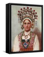 Norwegian Girl in Bridal Dress, 1899-Bergen, Norway Söstrene Persen-Framed Stretched Canvas