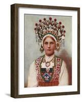 Norwegian Girl in Bridal Dress, 1899-Bergen, Norway Söstrene Persen-Framed Giclee Print