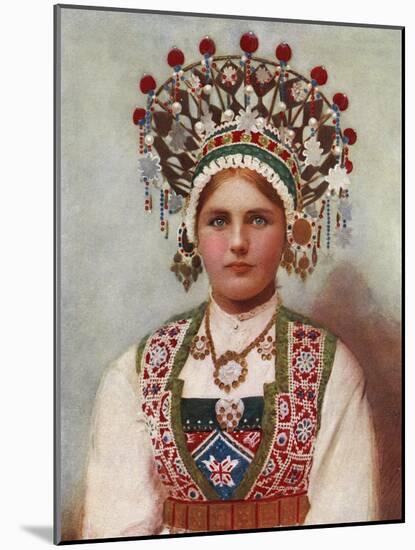 Norwegian Girl in Bridal Dress, 1899-Bergen, Norway Söstrene Persen-Mounted Giclee Print