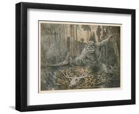 Norwegian Troll Chases an Elk-Christian Skredsvig-Framed Art Print