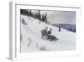 Norwegians Sledding in the Snow-Axel Hjalmar Ender-Framed Giclee Print