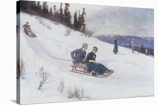 Norwegians Sledding in the Snow-Axel Hjalmar Ender-Stretched Canvas