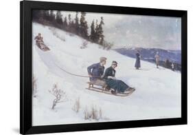 Norwegians Sledding in the Snow-Axel Hjalmar Ender-Framed Giclee Print