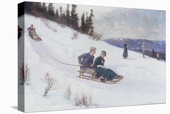 Norwegians Sledding in the Snow-Axel Hjalmar Ender-Stretched Canvas