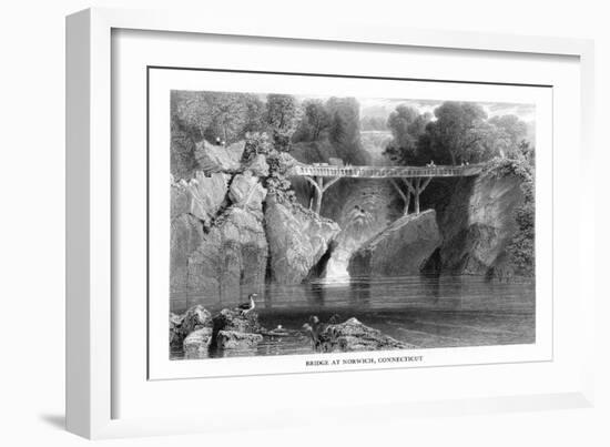 Norwich, Connecticut, View of a Bridge from the River-Lantern Press-Framed Art Print