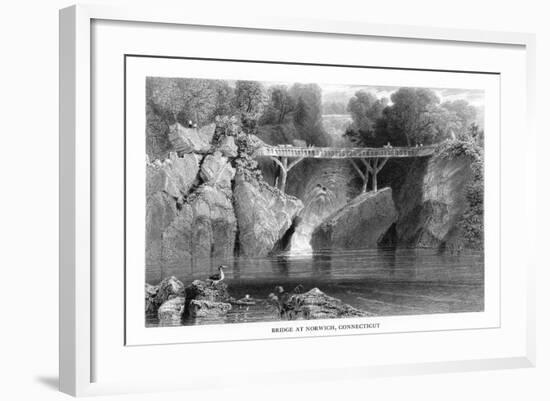 Norwich, Connecticut, View of a Bridge from the River-Lantern Press-Framed Art Print