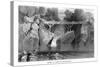 Norwich, Connecticut, View of a Bridge from the River-Lantern Press-Stretched Canvas