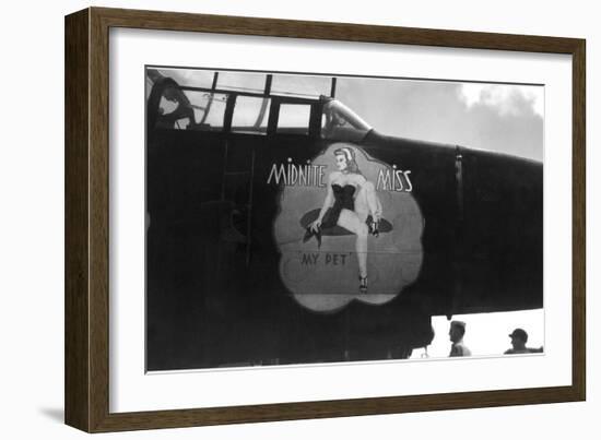 Nose Art, Midnite Miss, Pin-Up-null-Framed Art Print