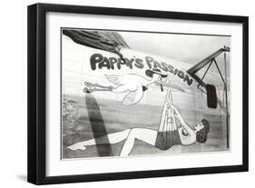 Nose Art, Pappy's Passion Pin-Up with Stork-null-Framed Art Print