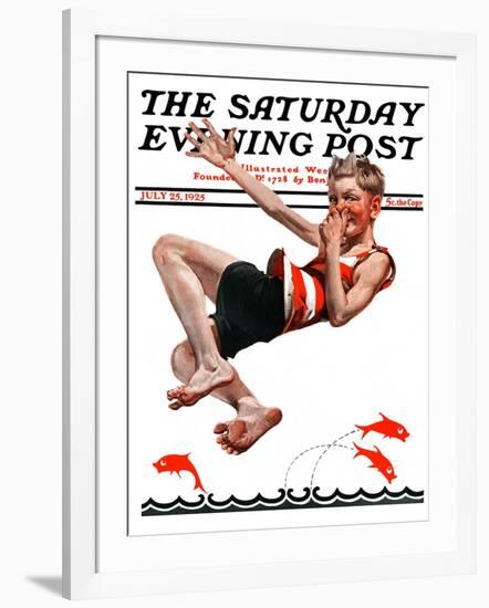 "Nose Dive," Saturday Evening Post Cover, July 25, 1925-Elbert Mcgran Jackson-Framed Giclee Print