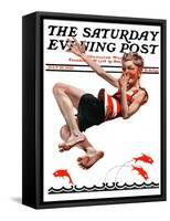 "Nose Dive," Saturday Evening Post Cover, July 25, 1925-Elbert Mcgran Jackson-Framed Stretched Canvas