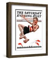 "Nose Dive," Saturday Evening Post Cover, July 25, 1925-Elbert Mcgran Jackson-Framed Giclee Print