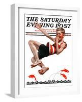 "Nose Dive," Saturday Evening Post Cover, July 25, 1925-Elbert Mcgran Jackson-Framed Giclee Print