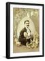 Nostalgia, Easter Postcard, Man, Easter Eggs, Holding, Chick, B/W, Colored, Postcard, Nostalgic-Starfoto-Framed Photographic Print