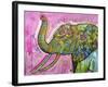 Not A Commodity, Elephants, Animals, Tusks, Trunk, Pink, Watercolor, Flowers, Pop Art-Russo Dean-Framed Giclee Print