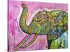 Not A Commodity, Elephants, Animals, Tusks, Trunk, Pink, Watercolor, Flowers, Pop Art-Russo Dean-Stretched Canvas