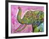 Not A Commodity, Elephants, Animals, Tusks, Trunk, Pink, Watercolor, Flowers, Pop Art-Russo Dean-Framed Giclee Print