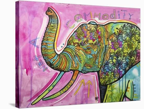 Not A Commodity, Elephants, Animals, Tusks, Trunk, Pink, Watercolor, Flowers, Pop Art-Russo Dean-Stretched Canvas