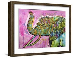 Not A Commodity, Elephants, Animals, Tusks, Trunk, Pink, Watercolor, Flowers, Pop Art-Russo Dean-Framed Giclee Print