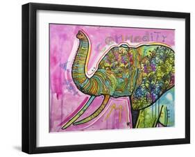 Not A Commodity, Elephants, Animals, Tusks, Trunk, Pink, Watercolor, Flowers, Pop Art-Russo Dean-Framed Giclee Print