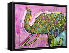 Not A Commodity, Elephants, Animals, Tusks, Trunk, Pink, Watercolor, Flowers, Pop Art-Russo Dean-Framed Stretched Canvas