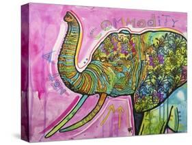 Not A Commodity, Elephants, Animals, Tusks, Trunk, Pink, Watercolor, Flowers, Pop Art-Russo Dean-Stretched Canvas