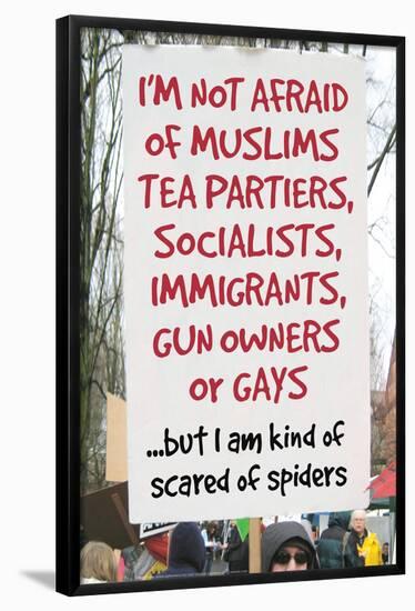 Not Afraid Of Tea Partiers But Scared Of Spiders  - Funny Poster-Ephemera-Framed Poster