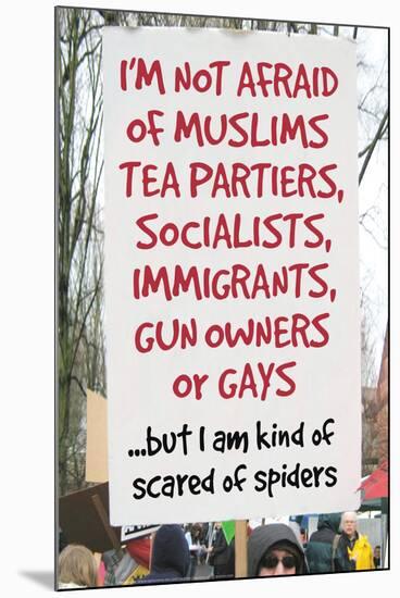Not Afraid Of Tea Partiers But Scared Of Spiders  - Funny Poster-Ephemera-Mounted Poster