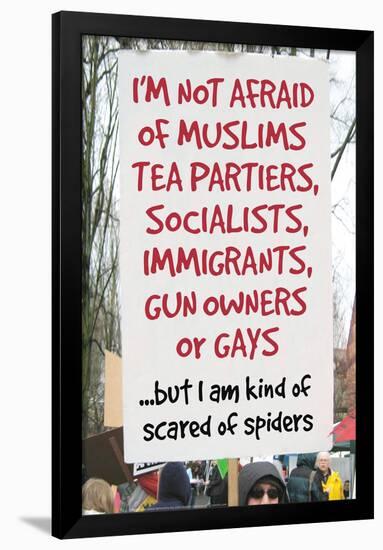 Not Afraid Of Tea Partiers But Scared Of Spiders  - Funny Poster-Ephemera-Framed Poster