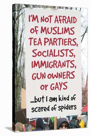 Not Afraid Of Tea Partiers But Scared Of Spiders  - Funny Poster-Ephemera-Stretched Canvas