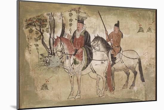 Notable suivi de son écuyer (fragment d'une scène de la vie du Bouddha)-null-Mounted Giclee Print