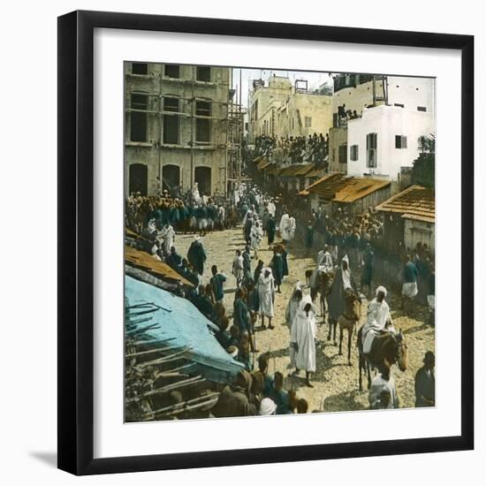 Notables Going to the Mosque, Tangier (Morocco), Circa 1885-Leon, Levy et Fils-Framed Photographic Print