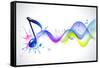 Note And Sound Waves. Music Background-Misha-Framed Stretched Canvas