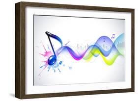 Note And Sound Waves. Music Background-Misha-Framed Art Print
