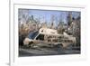 Note Written by Hurricane Katrina Victims on Vehicle Damged by Hurricane-John Cancalosi-Framed Photographic Print