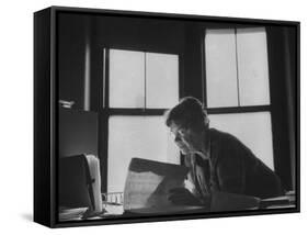 Noted Anthropologist Dr. Margaret Mead at Work at the American Museum of Natural History-John Loengard-Framed Stretched Canvas