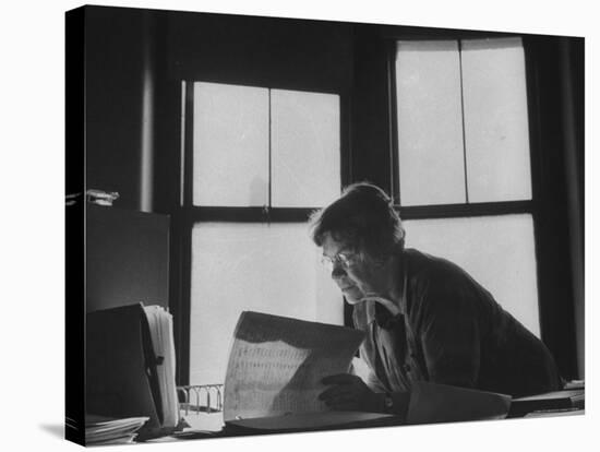 Noted Anthropologist Dr. Margaret Mead at Work at the American Museum of Natural History-John Loengard-Stretched Canvas