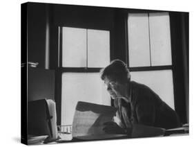 Noted Anthropologist Dr. Margaret Mead at Work at the American Museum of Natural History-John Loengard-Stretched Canvas