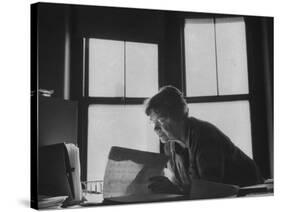 Noted Anthropologist Dr. Margaret Mead at Work at the American Museum of Natural History-John Loengard-Stretched Canvas