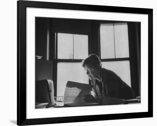 Noted Anthropologist Dr. Margaret Mead at Work at the American Museum of Natural History-John Loengard-Framed Premium Photographic Print