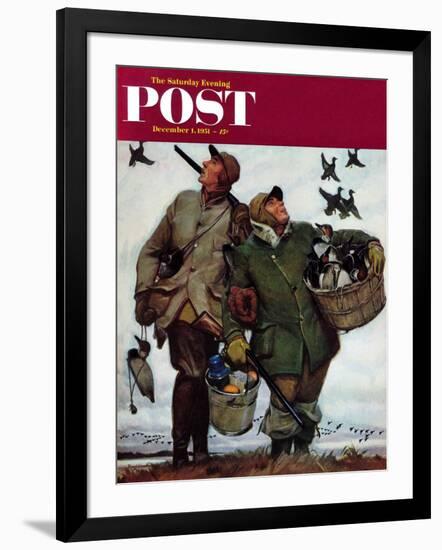"Nothing but Decoys" Saturday Evening Post Cover, December 1, 1951-Mead Schaeffer-Framed Giclee Print
