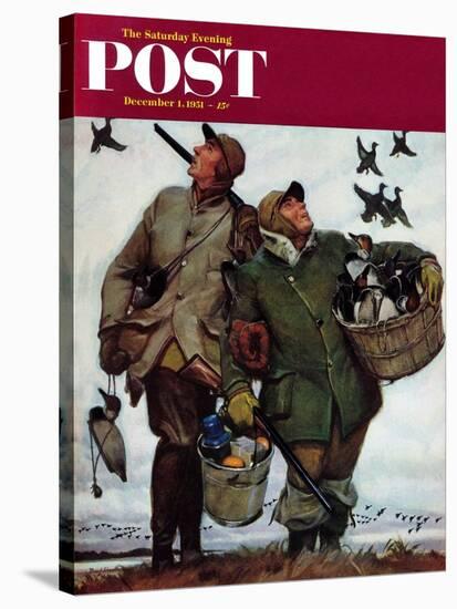 "Nothing but Decoys" Saturday Evening Post Cover, December 1, 1951-Mead Schaeffer-Stretched Canvas