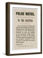 Notice Issued by the Metropolitan Police Regarding Jack the Ripper, 30 September 1888-null-Framed Giclee Print