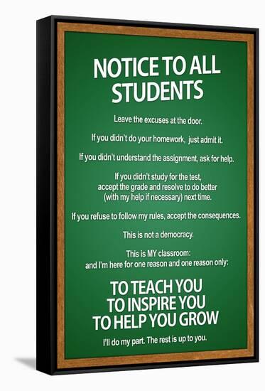 Notice to all Students Classroom Rules-null-Framed Stretched Canvas