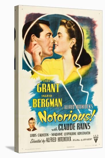 NOTORIOUS, Cary Grant, Ingrid Bergman, Claude Rains, 1946-null-Stretched Canvas